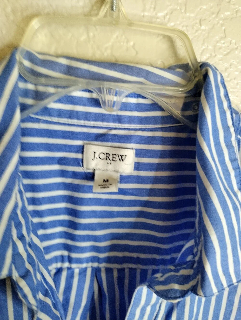 J. Crew Striped short-sleeve poplin popover top Sz M